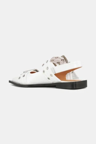 White Wide Welt Buckle Ballerinas White Wide Welt Buckle Ballerinas