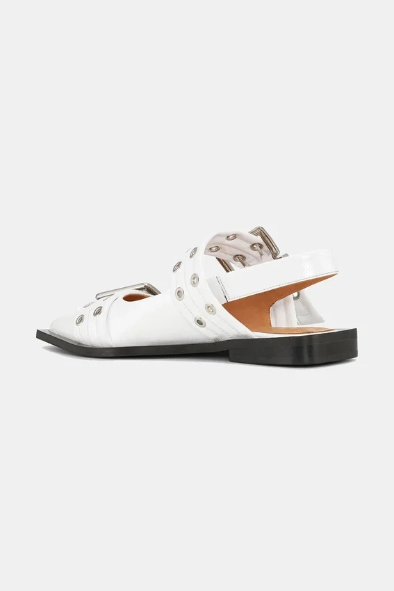 White Wide Welt Buckle Ballerinas White Wide Welt Buckle Ballerinas