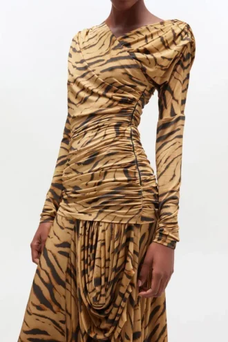 Zebra Print Ruched Dress Zebra Print Ruched Dress